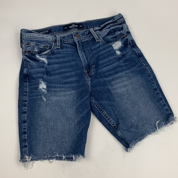 Hollister Skinny Denim Jean Shorts Epic Flex Size 30 Distressed Raw Hem Stretch - Picture 12 of 13